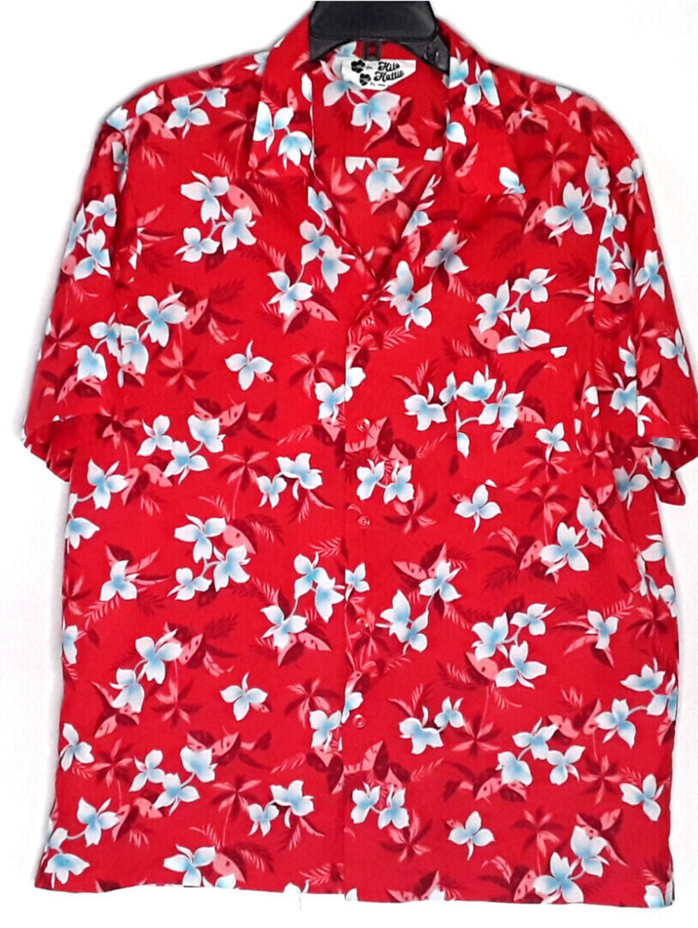Hilo Hattie Men Hawaiian Silk Shirt XL Red Floral Style USA Made